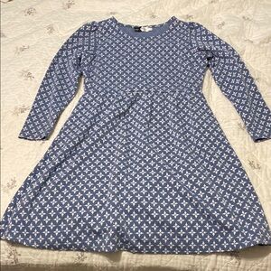 Elegant Blue and White Patterned Dress